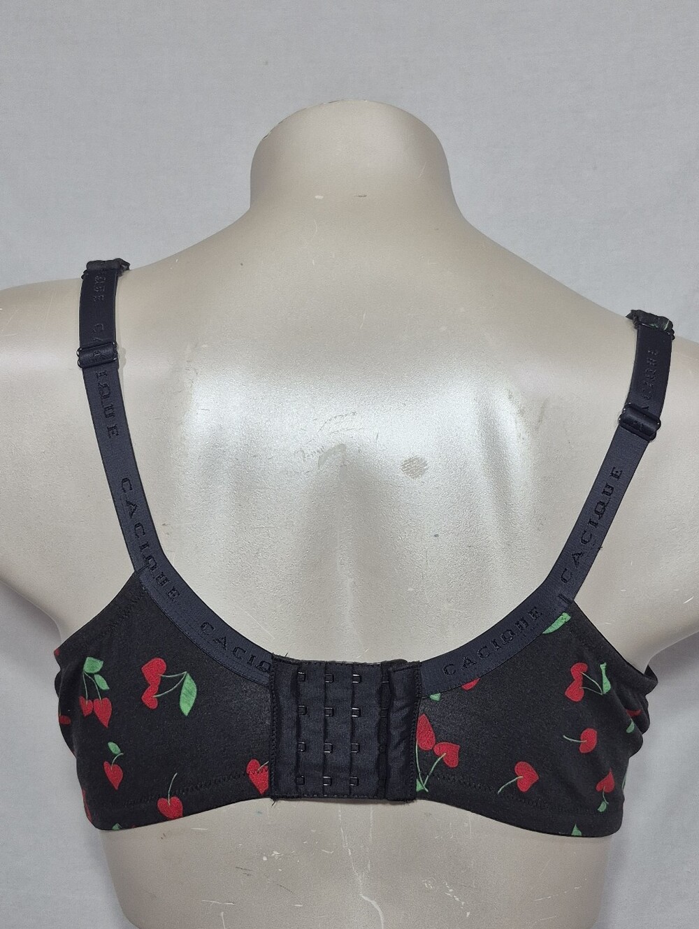 44D Cacique Cotton Boost Plunge Underwire Bra Black & Red Hearts - Picture 4 of 6